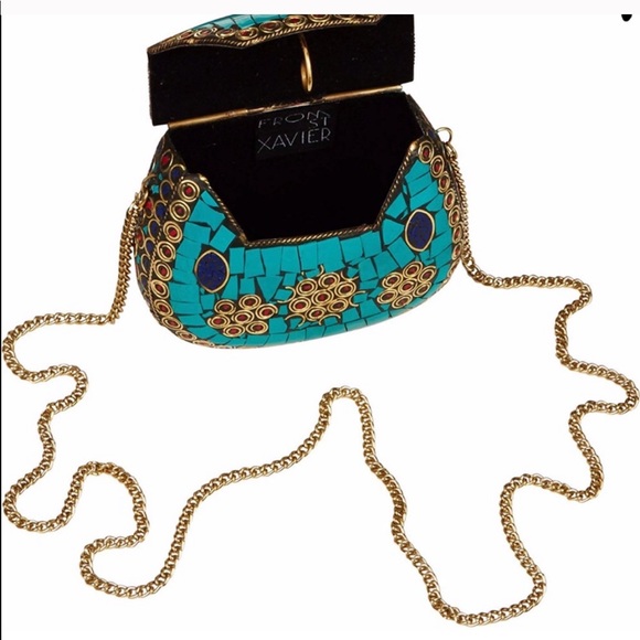 St. Xavier blue and gold clutch. - Picture 2 of 2